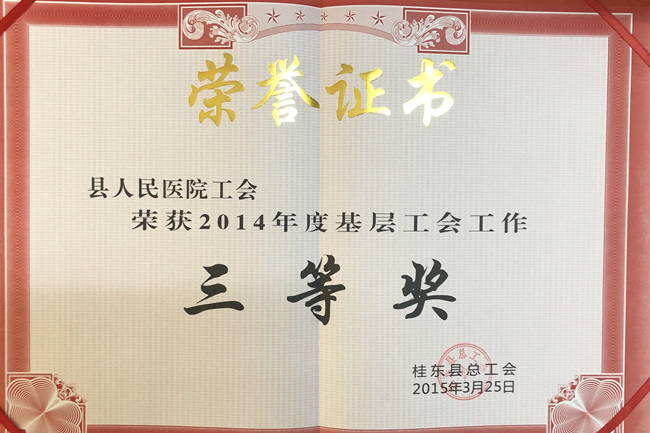 县人民医院工会三等奖